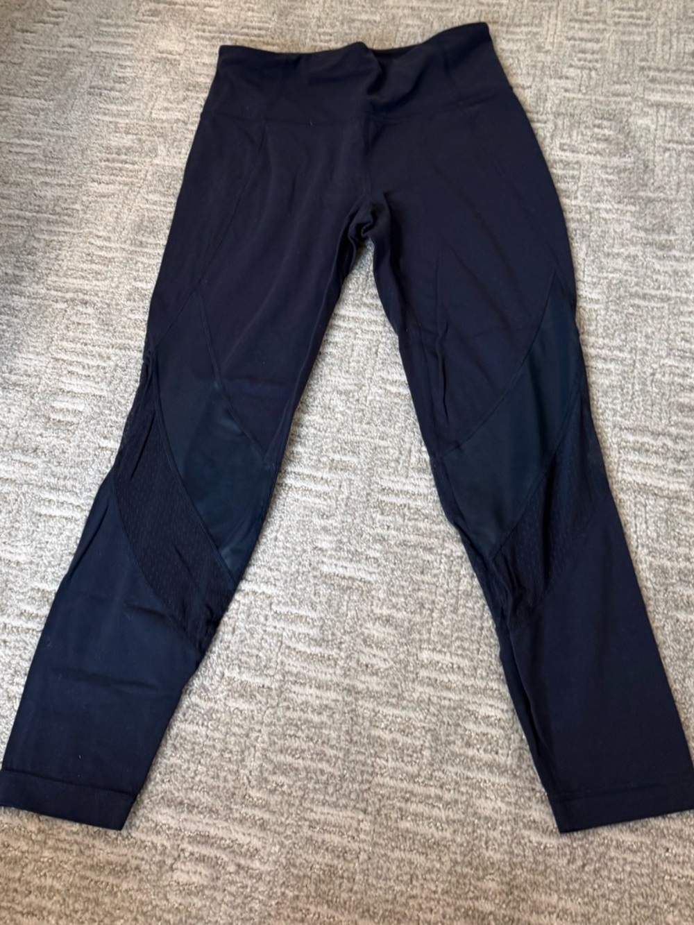 Athleta Navy Mesh-Panel High-Waist Leggings